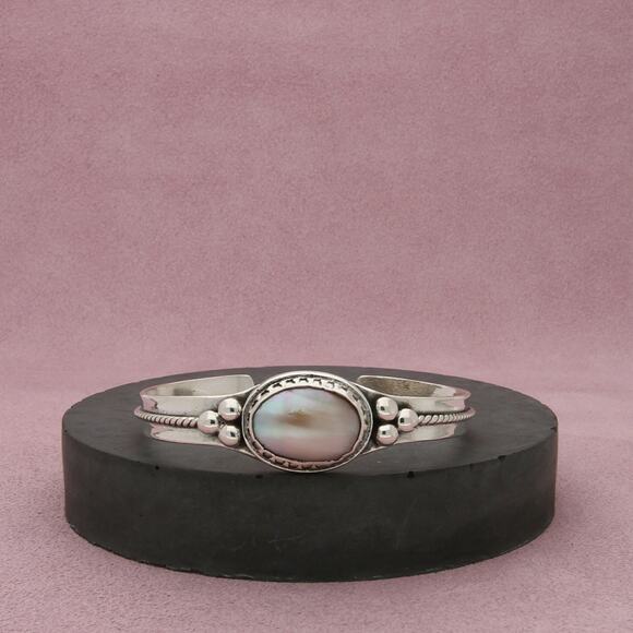 carolyn pollack sterling silver southwestern pearl cuff bracelet size 6.25in - Picture 1 of 3